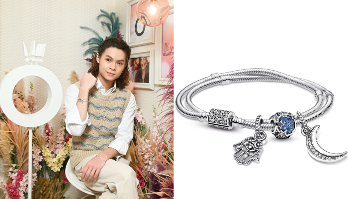 Tiger一向以文青造型見稱，衣著風格偏向日系路線，Pandora最新推出的璀璨星夜藍串飾手鏈套裝就非常適合他！璀璨星夜藍串飾手鏈套裝以大自然風為主，月亮、法蒂瑪之掌丶羽毛和相機吊飾，是向來自居文青的